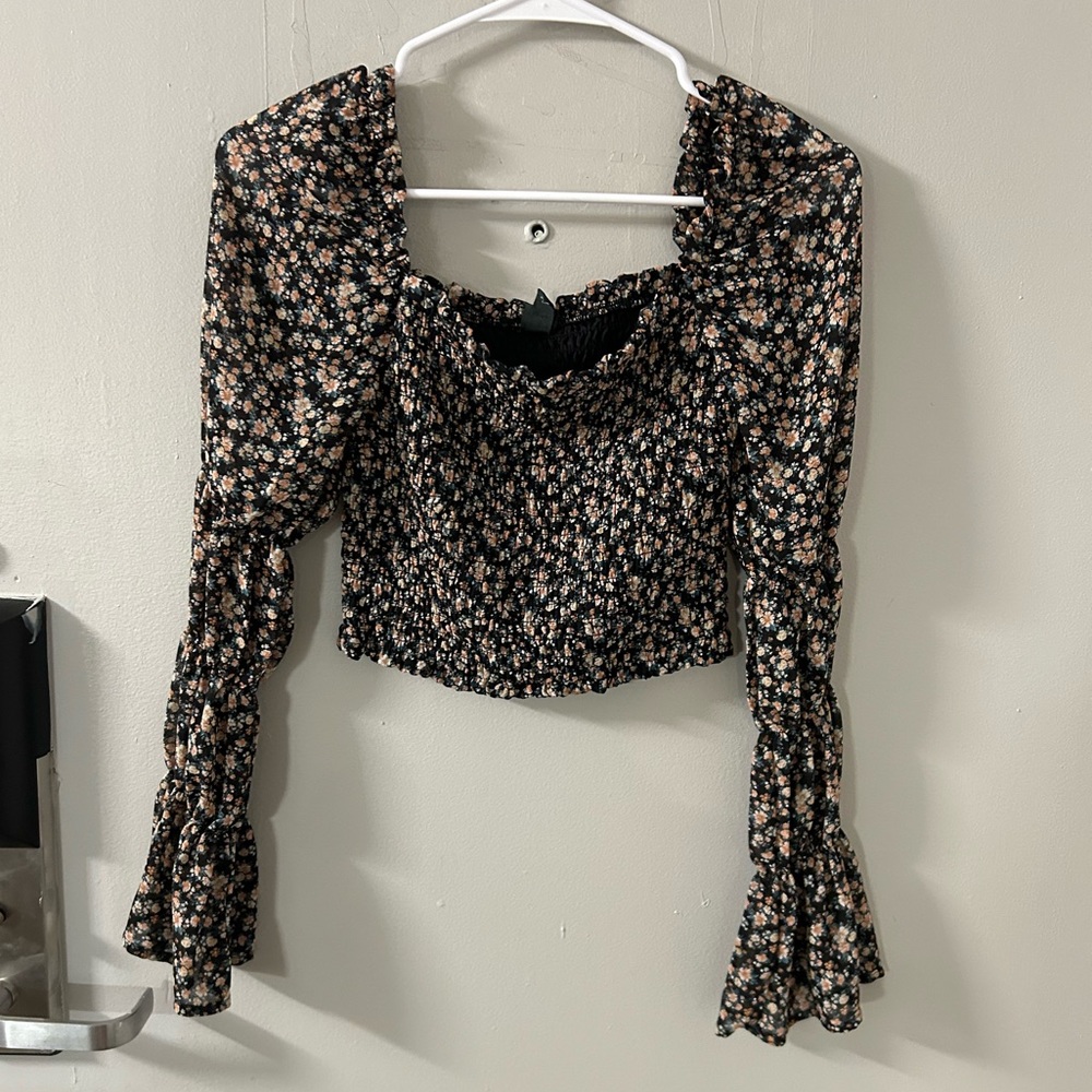 Wild Fable Cropped Peasant Top